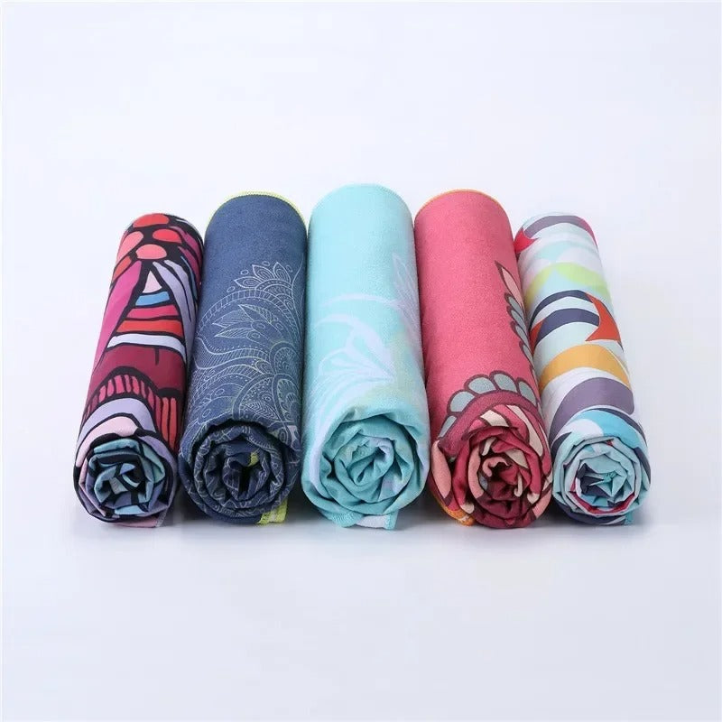 Mandala-Printed Absorbent Yoga Towel – Ultra-Grip, Quick-Dry (185 × 63 cm)